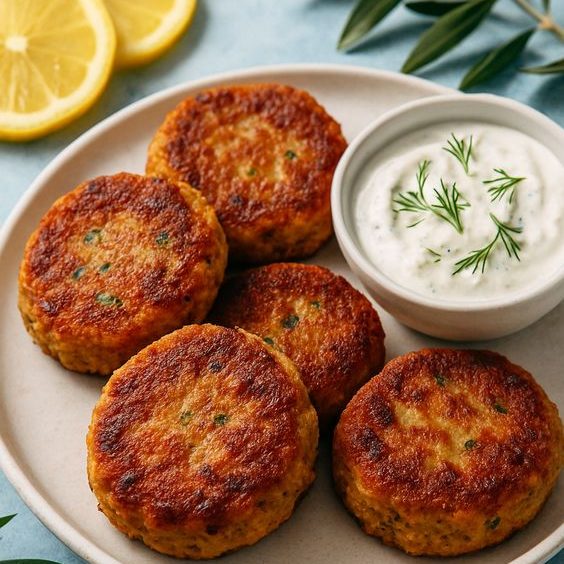 Erfrischender Sommer-Fisch-Snack: Mediterrane Thunfisch-Frikadellen mit Joghurt-Dip 🐟🌞